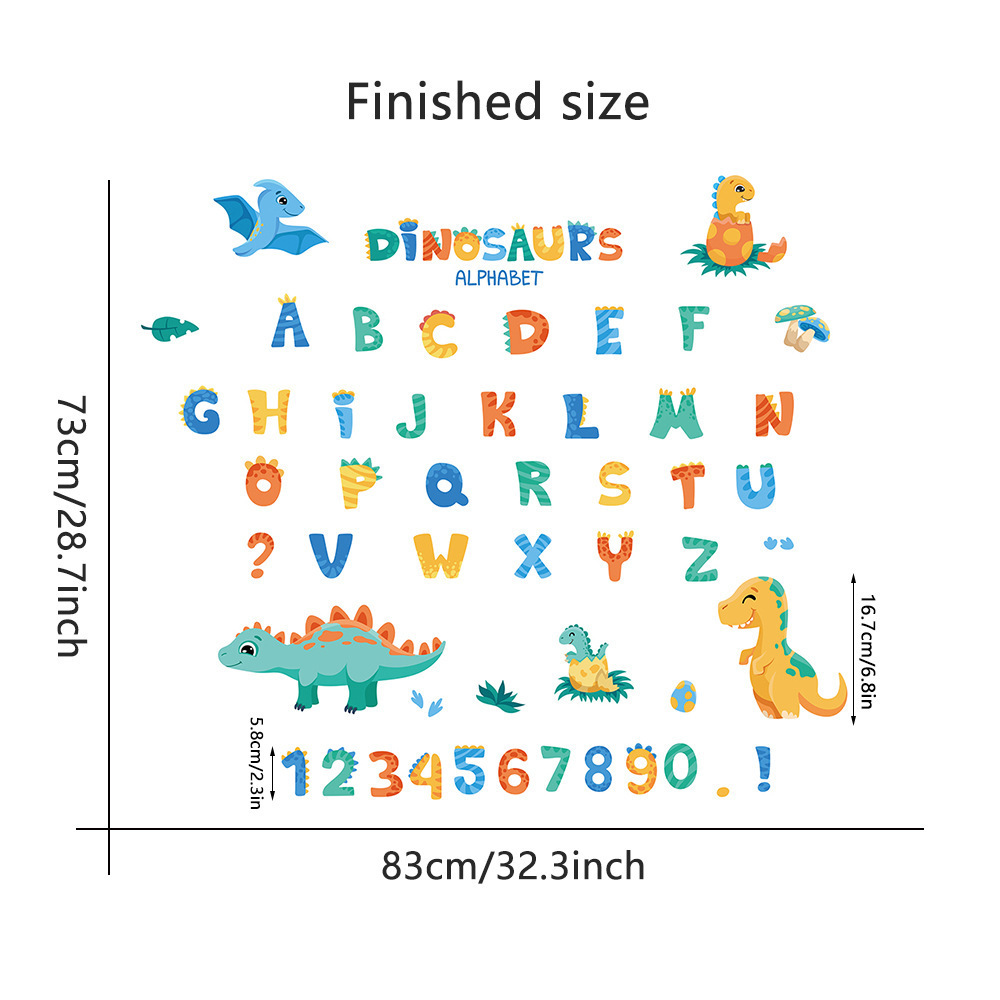 26 letter enlightenment wallpaper cartoon dinosaur children's room bedroom kindergarten decoration self-adhesive sticker