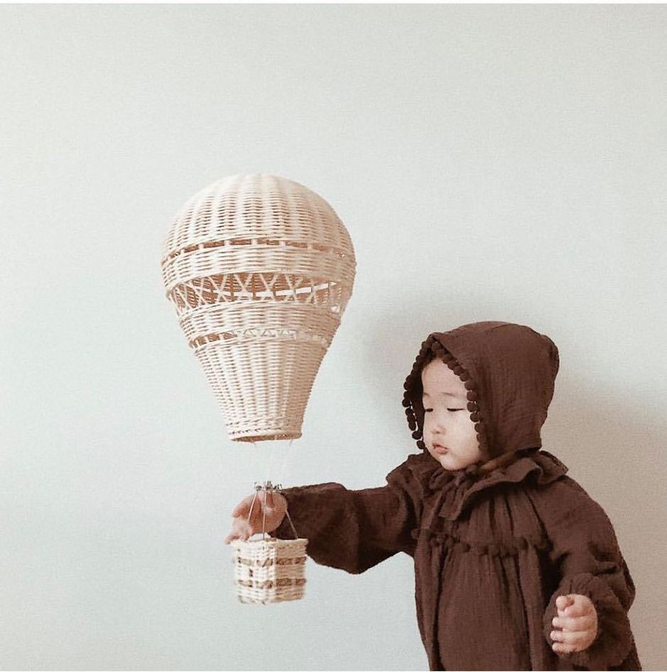 Natural Wicker Handcraft Rattan Hot Air Balloon Wall Decor Woven Wall Hanging Hot Air Balloon for Kids