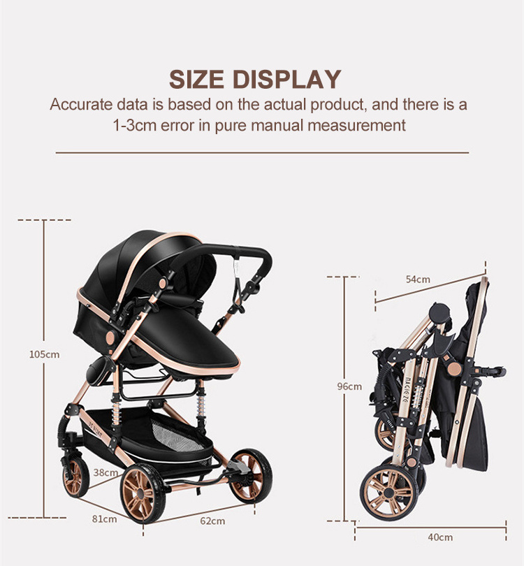 High Landscape Baby Stroller 3 in 1 With Car Seat Pink Stroller Luxury Travel Pram Car seat and Stroller Baby Carrier Pushchair