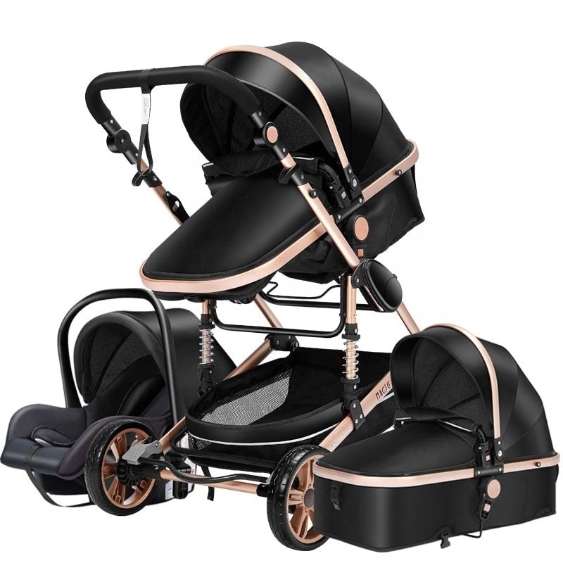 High Landscape Baby Stroller 3 in 1 With Car Seat Pink Stroller Luxury Travel Pram Car seat and Stroller Baby Carrier Pushchair