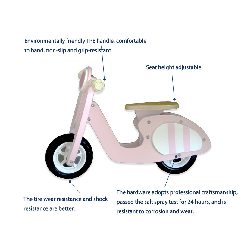 HEBEIER Children's Wooden Boy And Girl Balance Toddler Slippery Scooter Bicy-cle Stability Cycle Ride On Balance Bike Toys