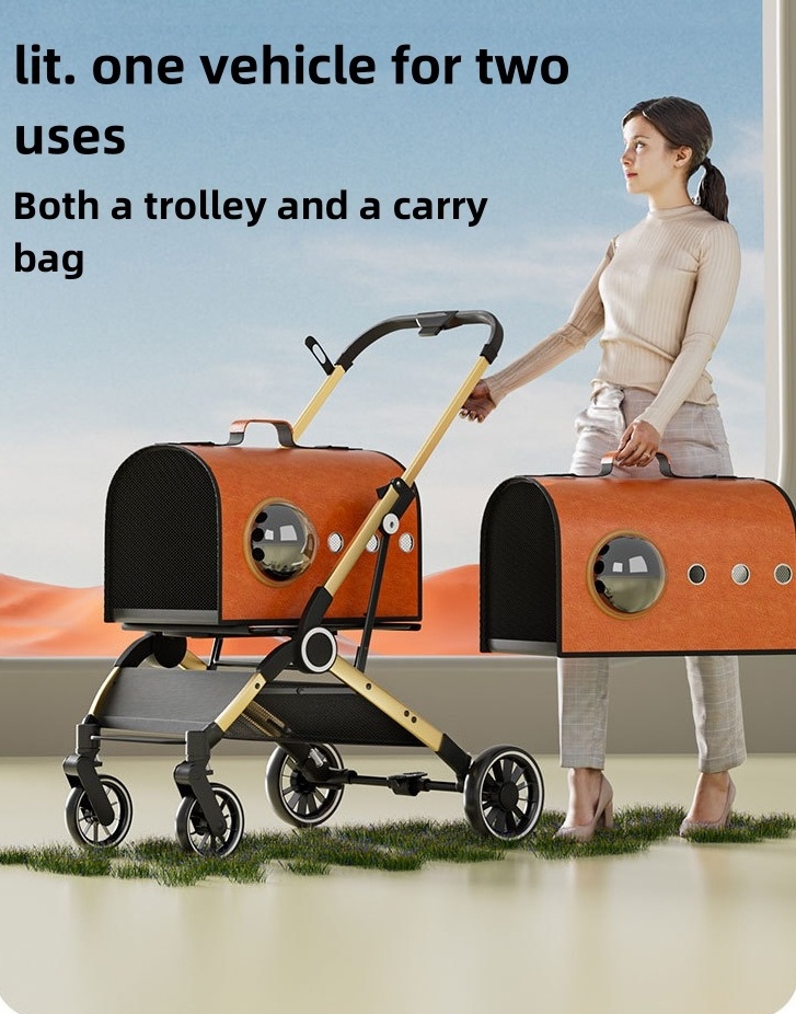 2024 New Pet Outdoor Portable Travel Lightweight Foldable Dog Cat Trolley Outside Pet Cart Pet cart