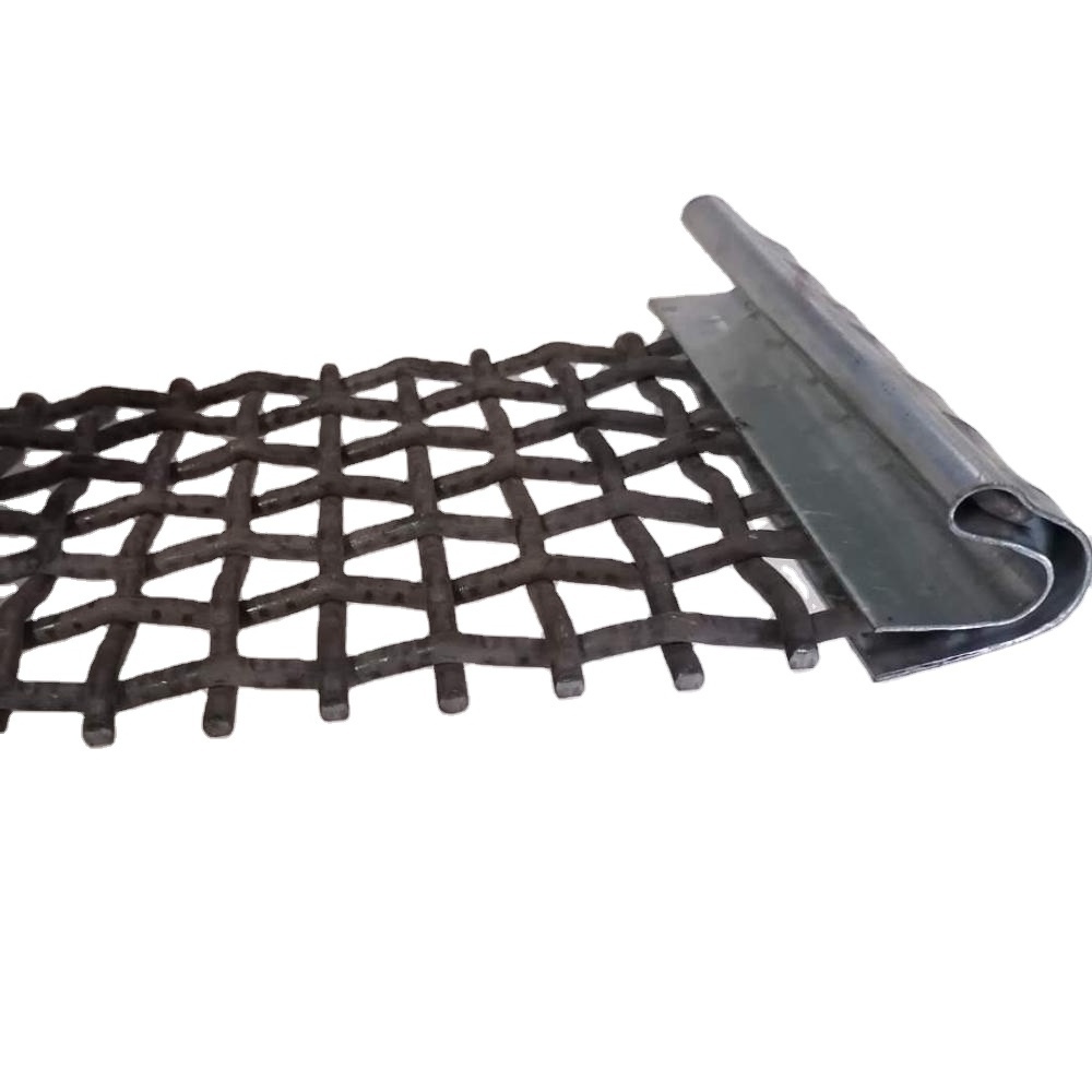 High Tensile 65Mn 45# Manganese steel Iron wire woven Quarry Rock square Hole crimped wire mining screen mesh