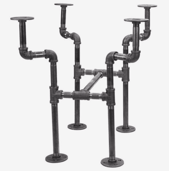 Vintage Industrial Cast Iron Pipe Table Legs Pipe Fittings with Malleable Iron Black Customized Dining Room Furniture Standard