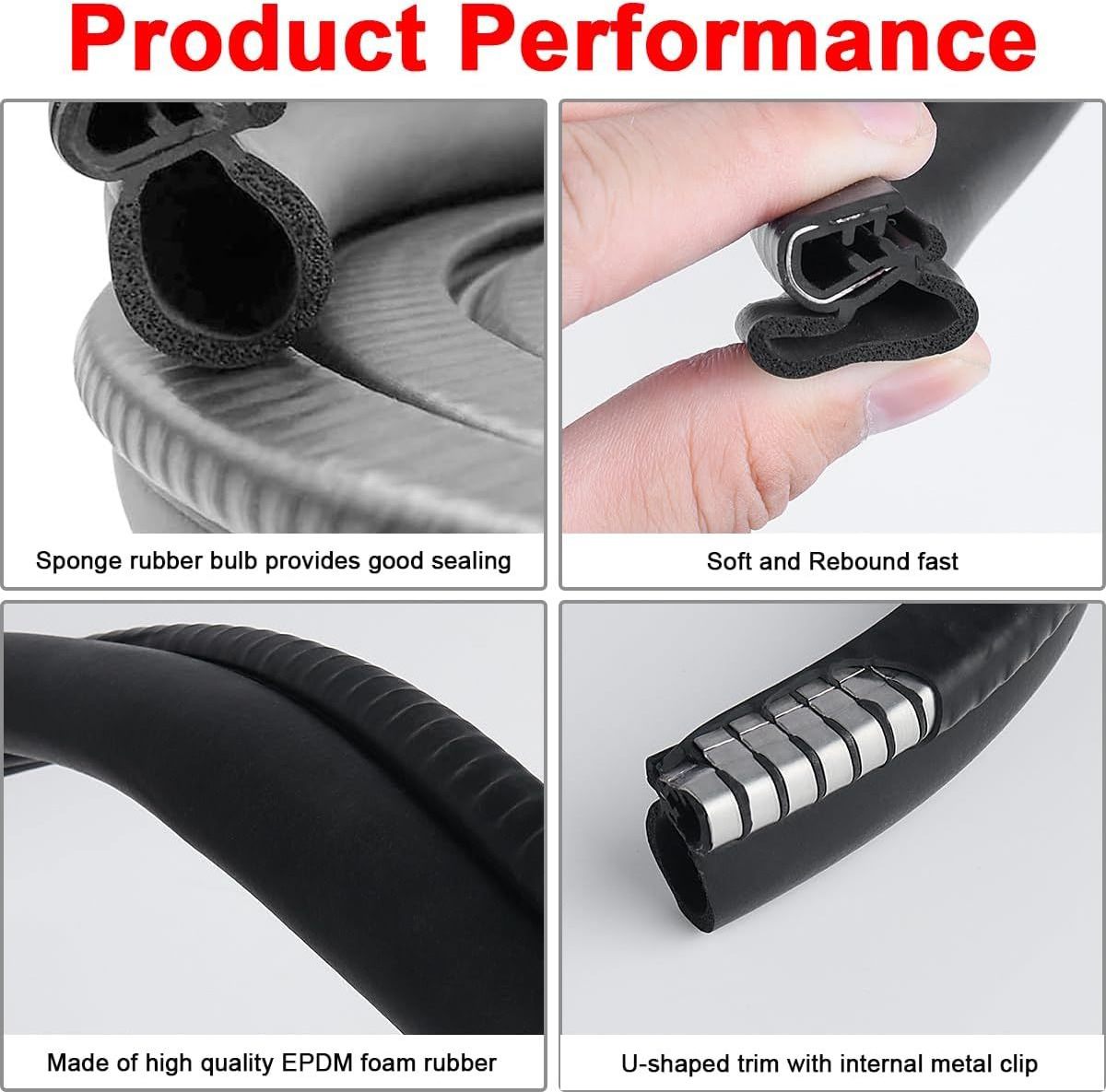 Car Door Rubber Seal Strip Trim Seal with Side Bulb for Cars, Boats, RVs, Trucks, and Home Applications, Car Weather Striping