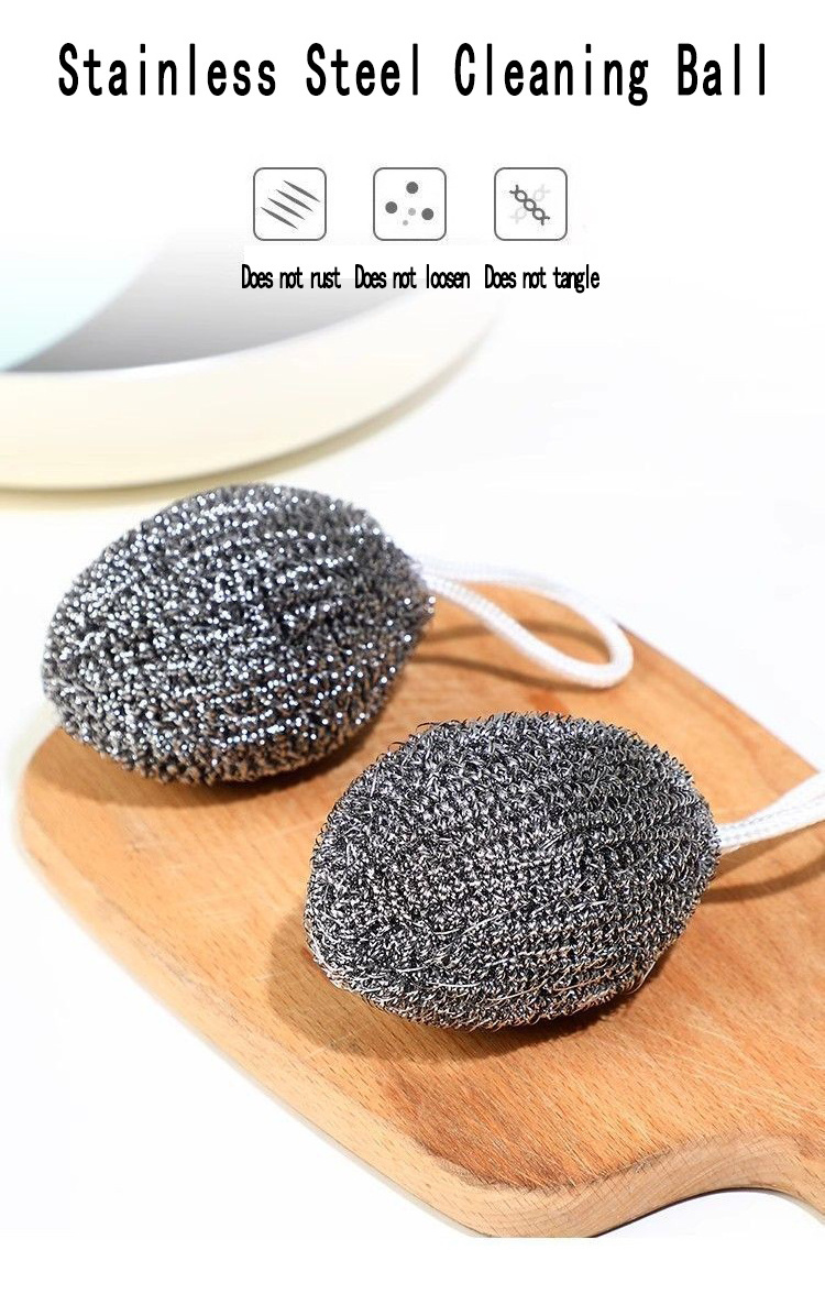 Home-Use Stainless Steel Cleaning Ball with Hanging Rope Great Kitchen Scrubber for Pots and Dishes Tool for Cleaning Rust