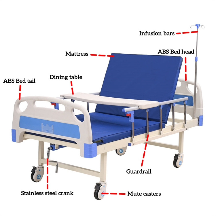 Factory direct sales non electric reclining manual Single 1 Crank medical patient hospital sand bed