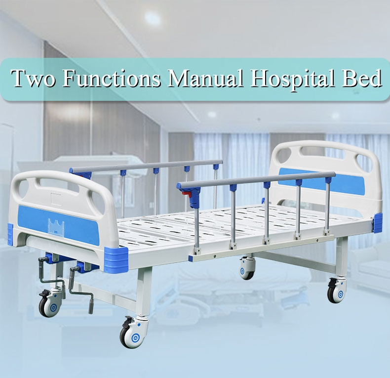 Factory direct manual care double crank 2 function adjustable hospital patient medical beds