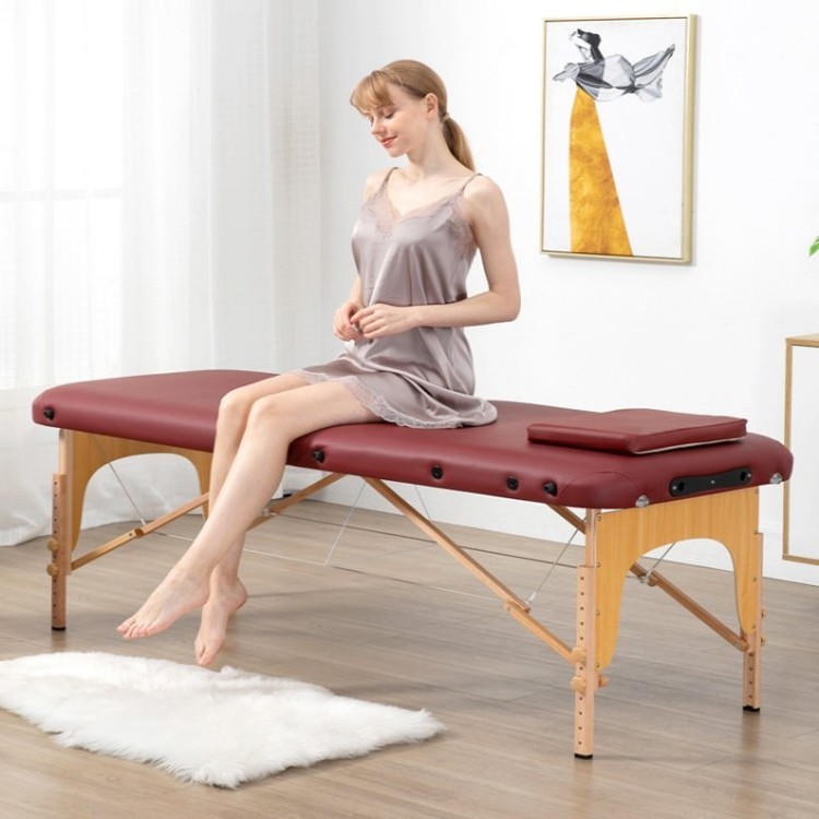 Portable Folding Lightweight Massage Table Full Body Spa Thai Massage Bed with Facial Holes