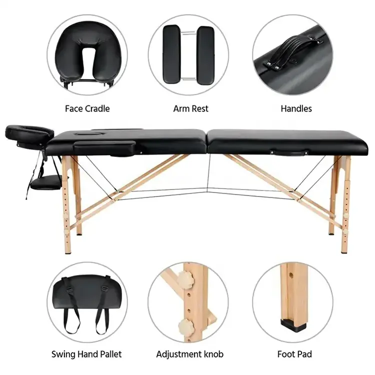 Portable Folding Lightweight Massage Table Full Body Spa Thai Massage Bed with Facial Holes