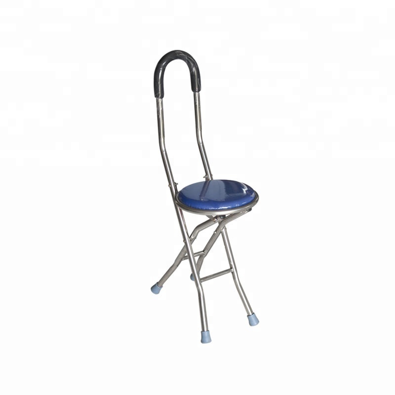 Folding adjustable Elderly crutch chair With stool Walker Sticks Old man cane Sitting crutch