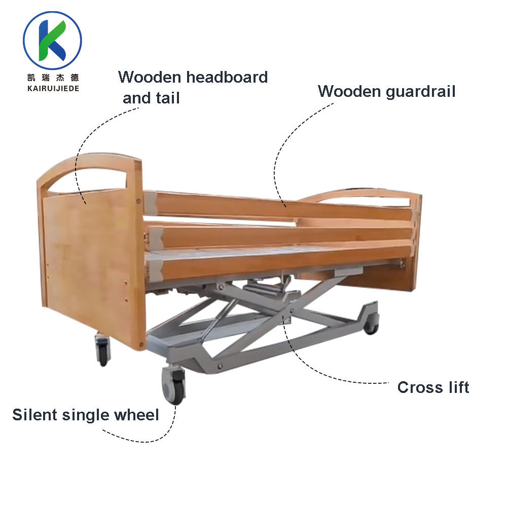 In China electric 3 function medical bed elderly patient bed wooden electric 3 crank hospital bed