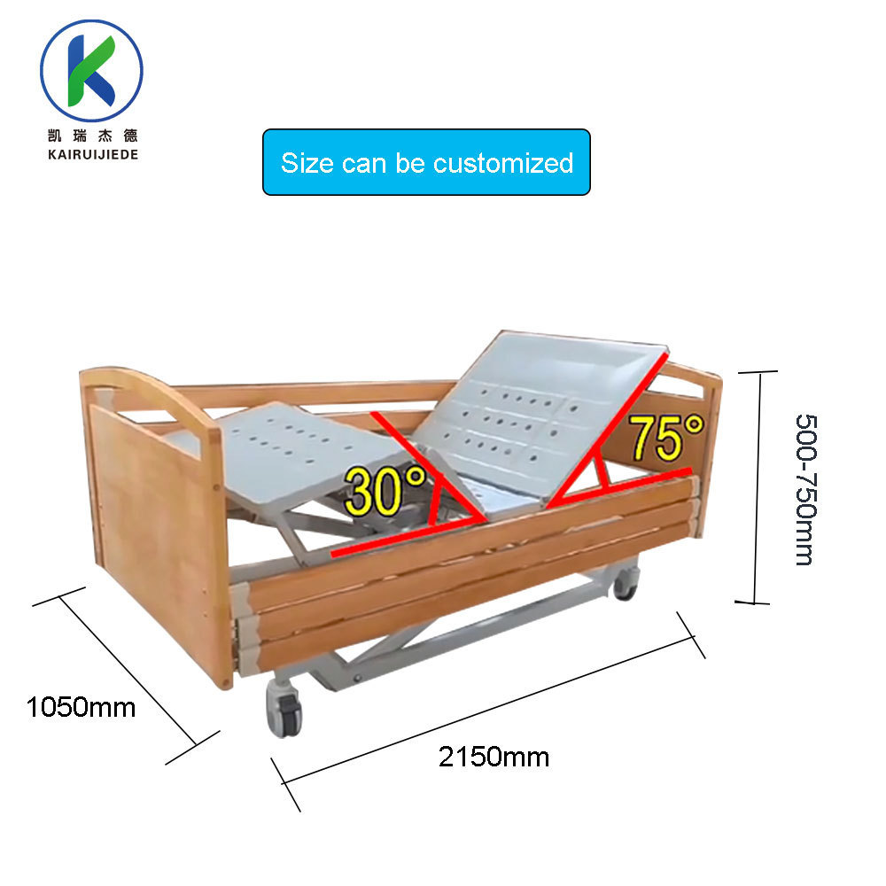 In China electric 3 function medical bed elderly patient bed wooden electric 3 crank hospital bed