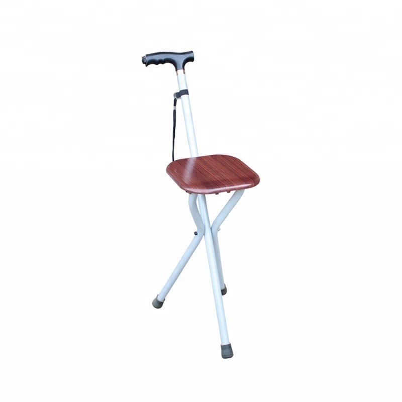 Folding adjustable Elderly crutch chair With stool Walker Sticks Old man cane Sitting crutch