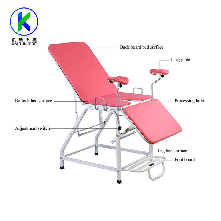 Jiede hot salemedical portable exam table with stirrups Gynecological examination bed couch with backrest