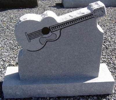 JK Customized Hand Carved Black Granite Guitar Headstone for cemetery