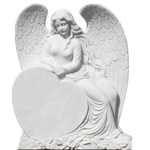 JK Angel Monument cheap white carved headstone sculpture gravestone