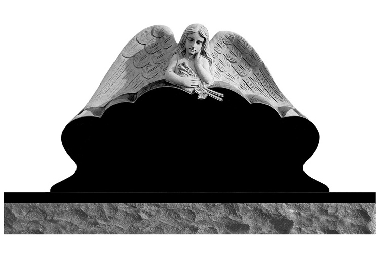 JK Carved Elegant Angel Winged Lady Marble And Granite Gravestone