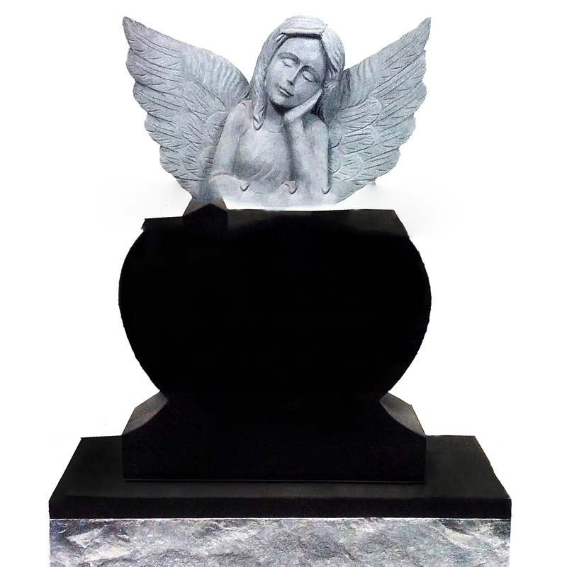 JK Customized Heart Shaped Headstone Carving Angel Gravestone