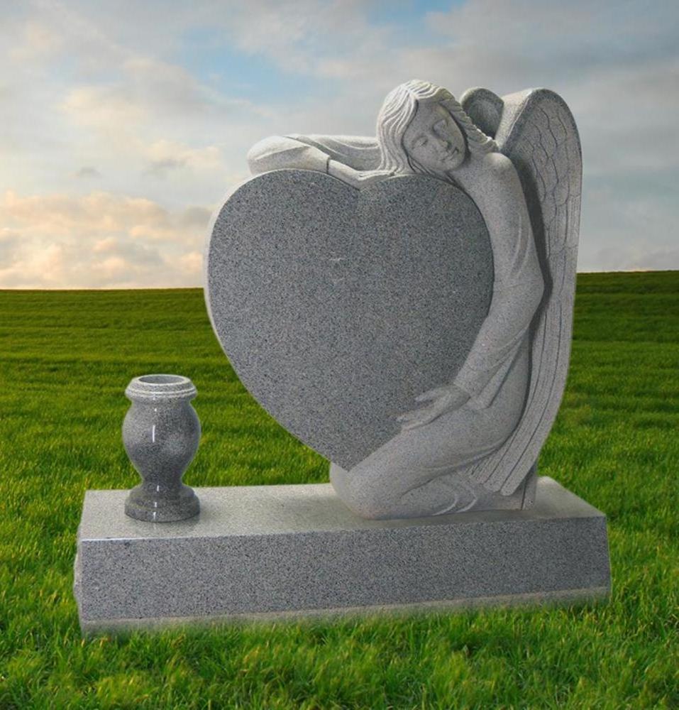 JK black double heart headstone