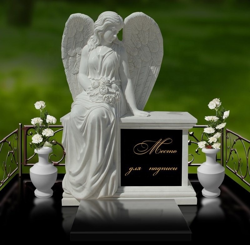 JK China white granite tombstone custom monument headstone