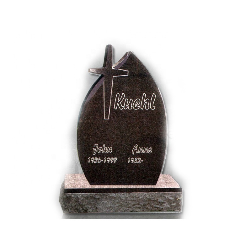 JK black granite butterfly headstone