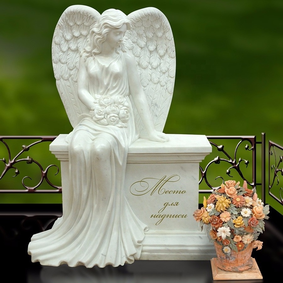 JK China white granite tombstone custom monument headstone