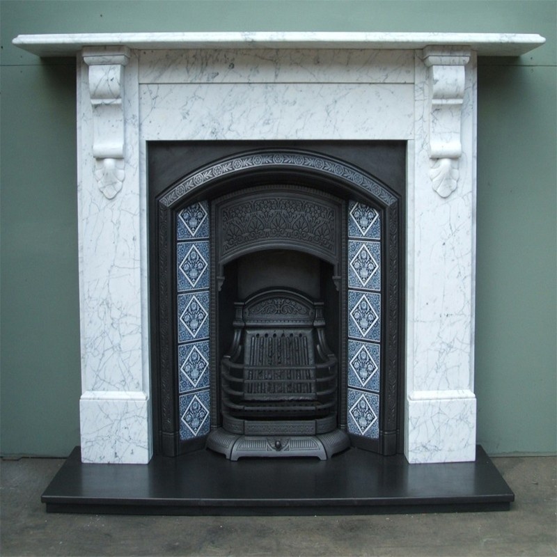 Popular design luxury hand carved decorative fireplace mantles