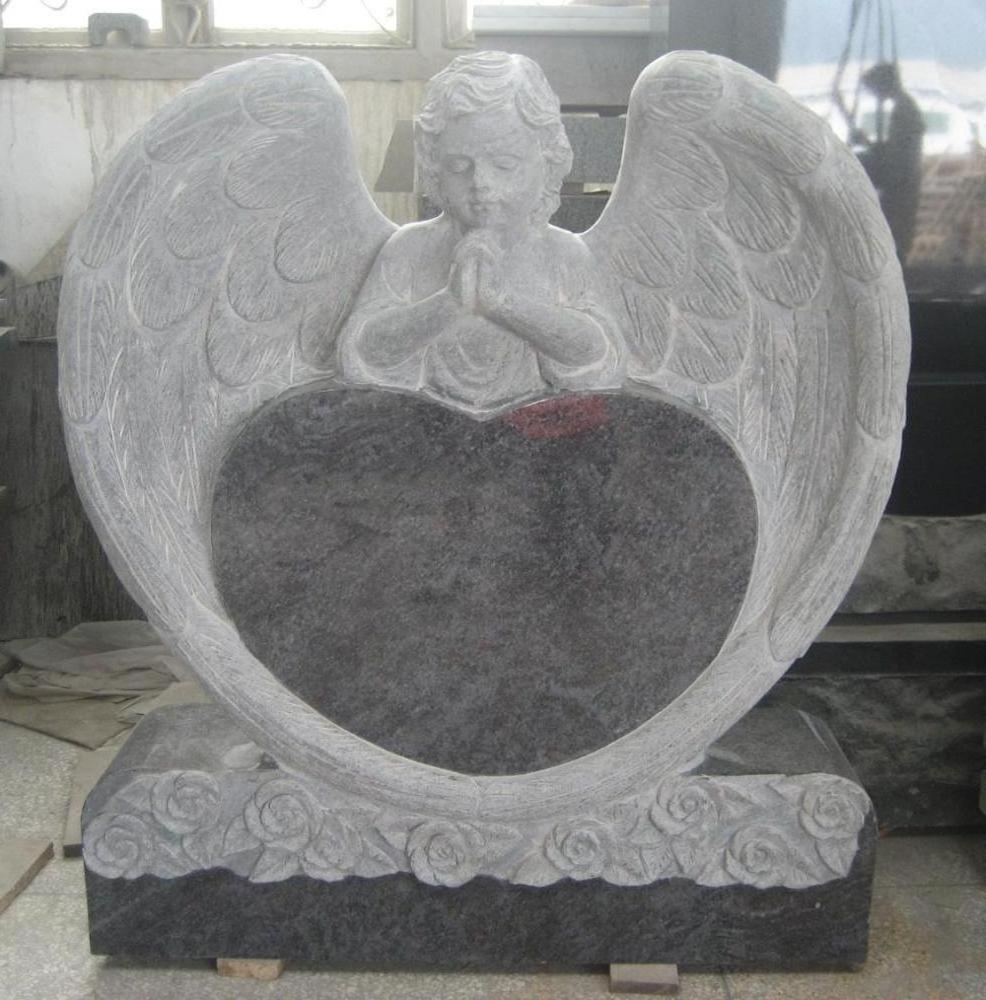 JK Customized Heart Shaped Headstone Carving Angel Gravestone