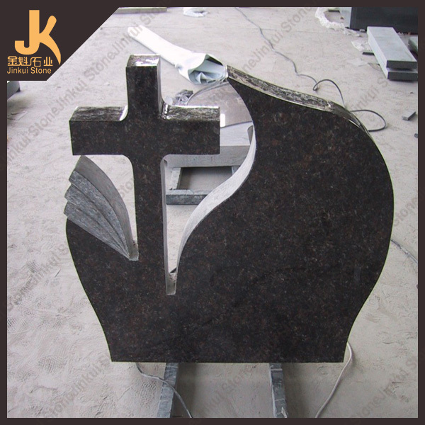 JK Custom- made black granite cross gravestone