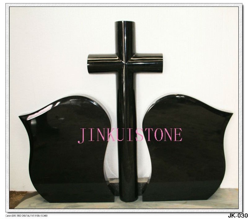 JK Custom- made black granite cross gravestone