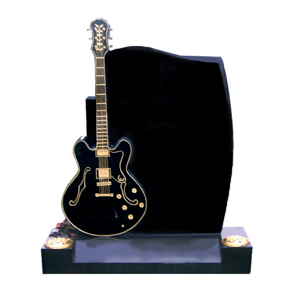 JK Customized Hand Carved Black Granite Guitar Headstone for cemetery