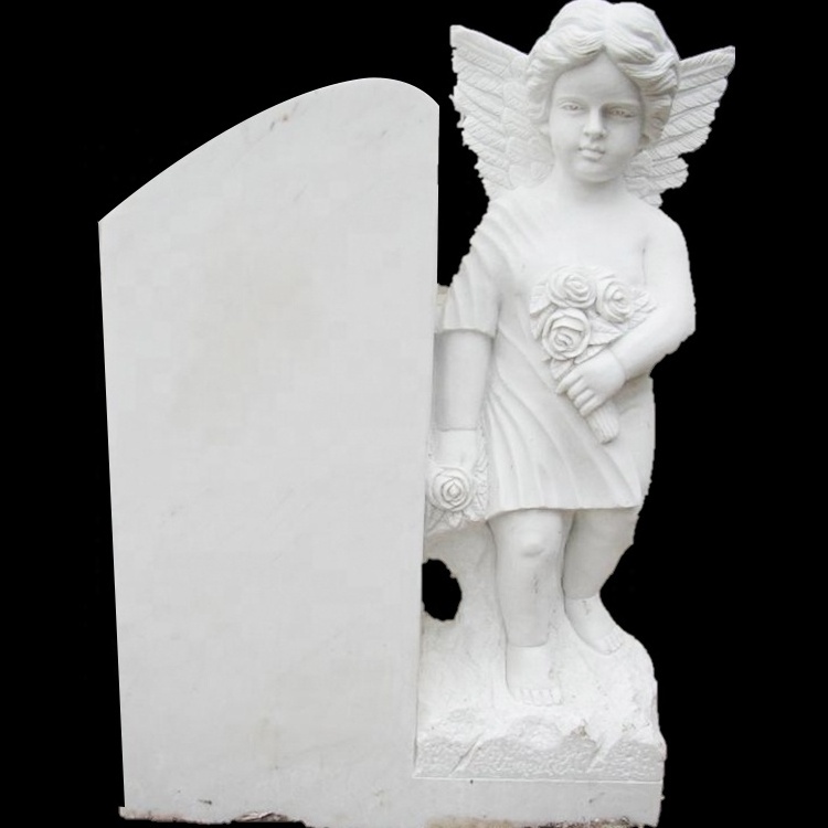 JK Angel Monument cheap white carved headstone sculpture gravestone