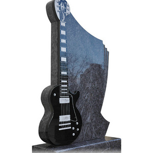 JK Customized Hand Carved Black Granite Guitar Headstone for cemetery