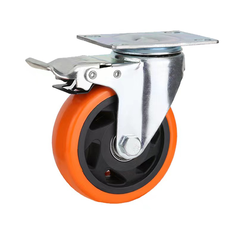 High quality orange rubber caster wheels for metal platform trolley cart