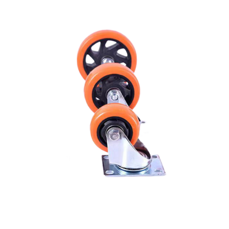 High quality orange rubber caster wheels for metal platform trolley cart