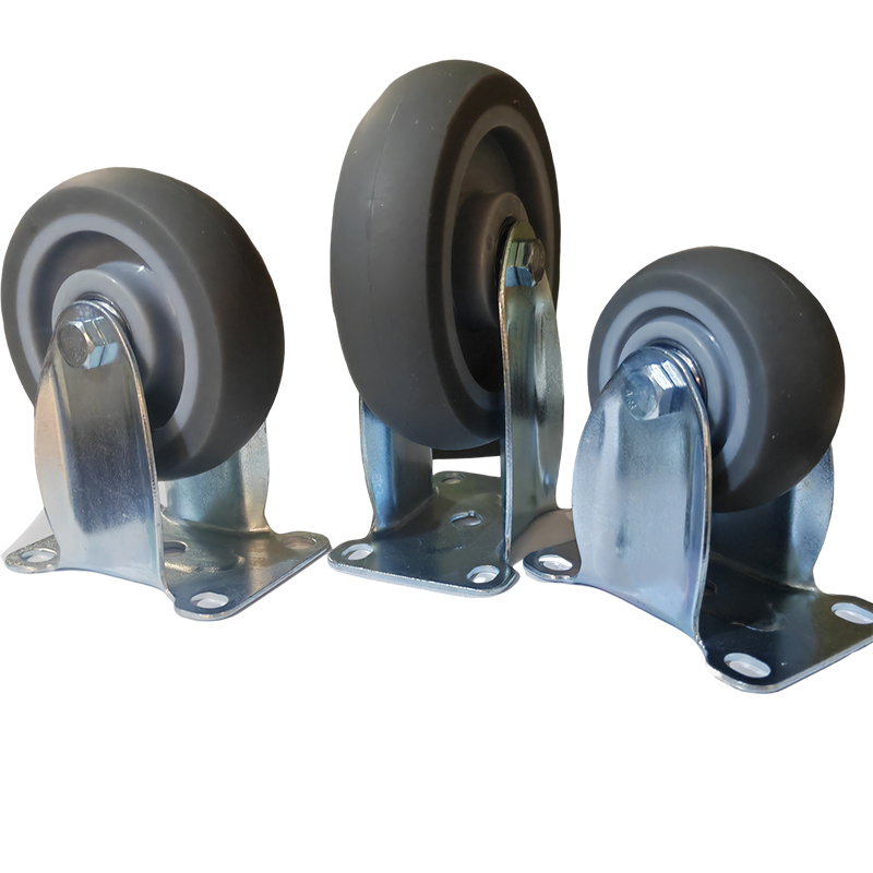 3 In 4 In 5 Inches Medium Duty Swivel Plate Tpr Casters Replacement Grey Elastic Wheels For Hand Trolley Carts