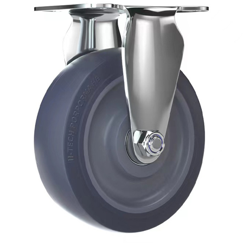 3 In 4 In 5 Inches Medium Duty Swivel Plate Tpr Casters Replacement Grey Elastic Wheels For Hand Trolley Carts