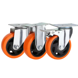 Industrial Medium 4Inch Furniture Use Swivel Orange Caster Wheels PVC Plastic Universal Wheels Galvanized Plate Rotatory Castors