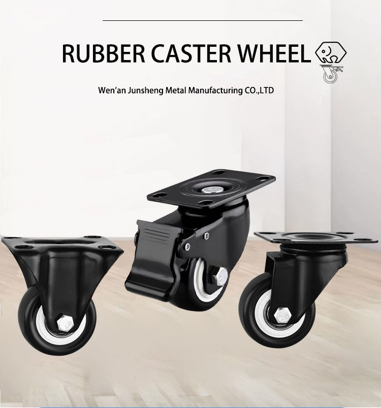 3inch Small Industrial Caster Wheels Black Castor Medium duty Industrial Swivel Caster Wheels