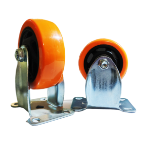 Furniture Castor Wheel 4 Inch 100mm Fixed Orange PP Plastic Table Cabinet Wheel Double Ball Bearing Caster