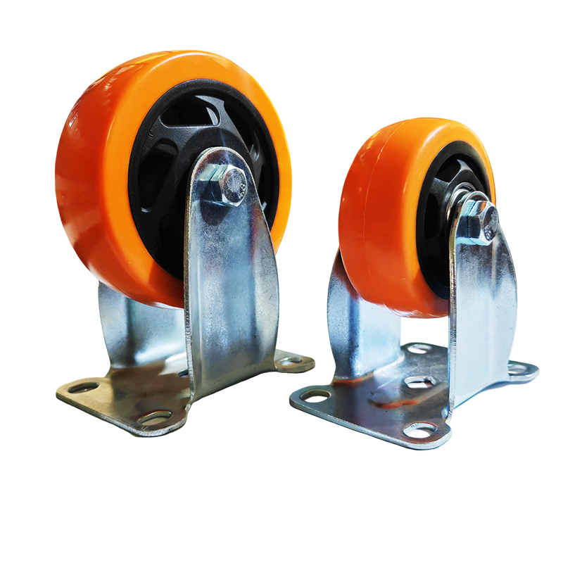 Industrial Medium 4Inch Furniture Use Swivel Orange Caster Wheels PVC Plastic Universal Wheels Galvanized Plate Rotatory Castors