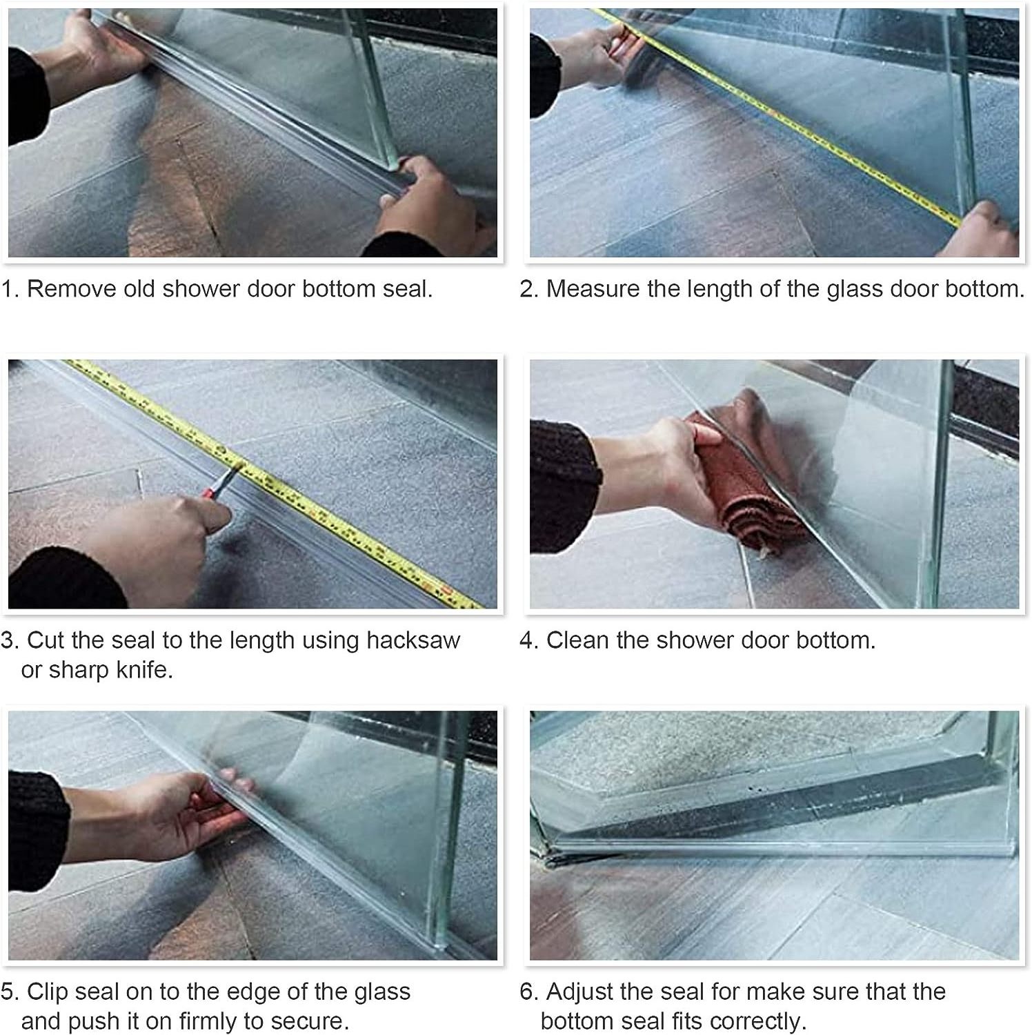 RUBEST Shower Silicone Seal Strip Glass Door Seal Strip, Soft Shower Door Sweep to Stop Leaks,