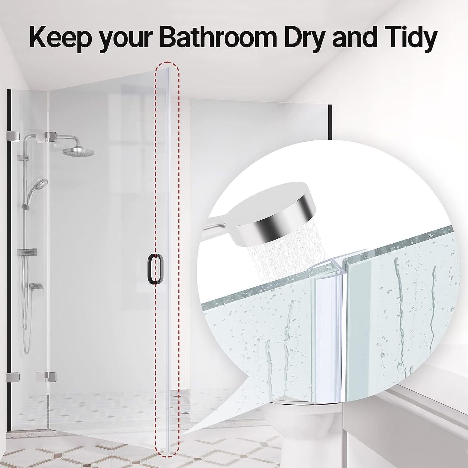 RUBEST Shower Silicone Seal Strip Glass Door Seal Strip, Soft Shower Door Sweep to Stop Leaks,