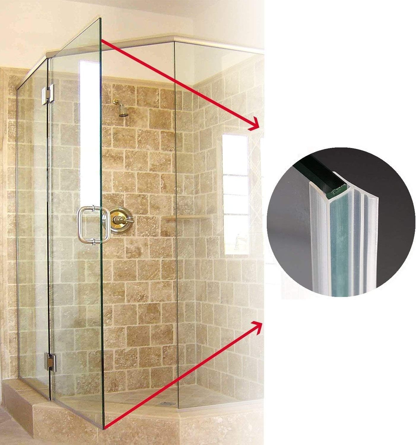 Frameless Shower Door Bottom Seal, Clear PVC Shower Seal Strip for  Glass Door Stop Shower Leaks