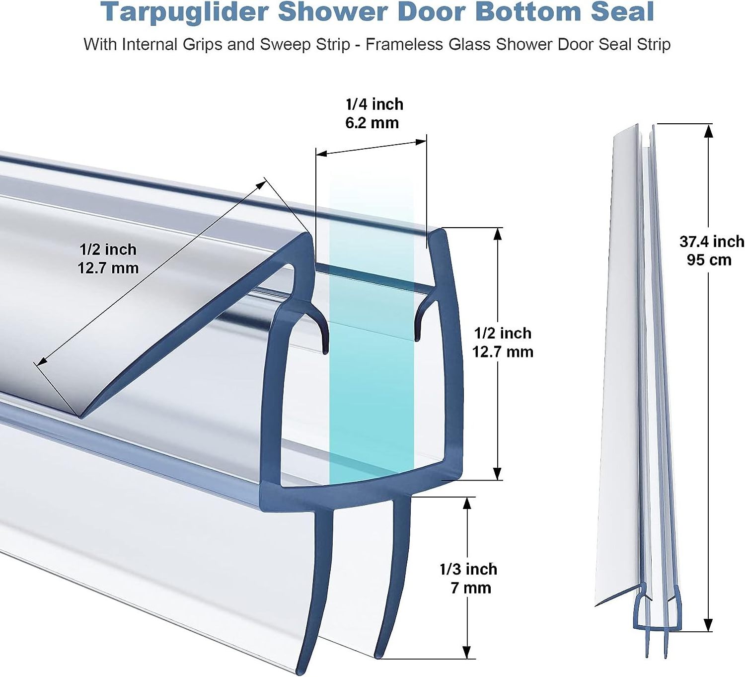 Frameless Glass Shower Door Seal Strip Glass Door Seal Strip, Soft Shower Door Sweep to Stop Leaks,