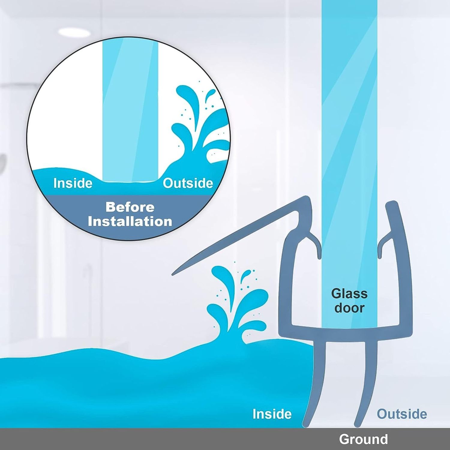 Glass Door Seal Strip, Soft Shower Door Sweep to Stop Leaks, Shower Silicone Seal Strip