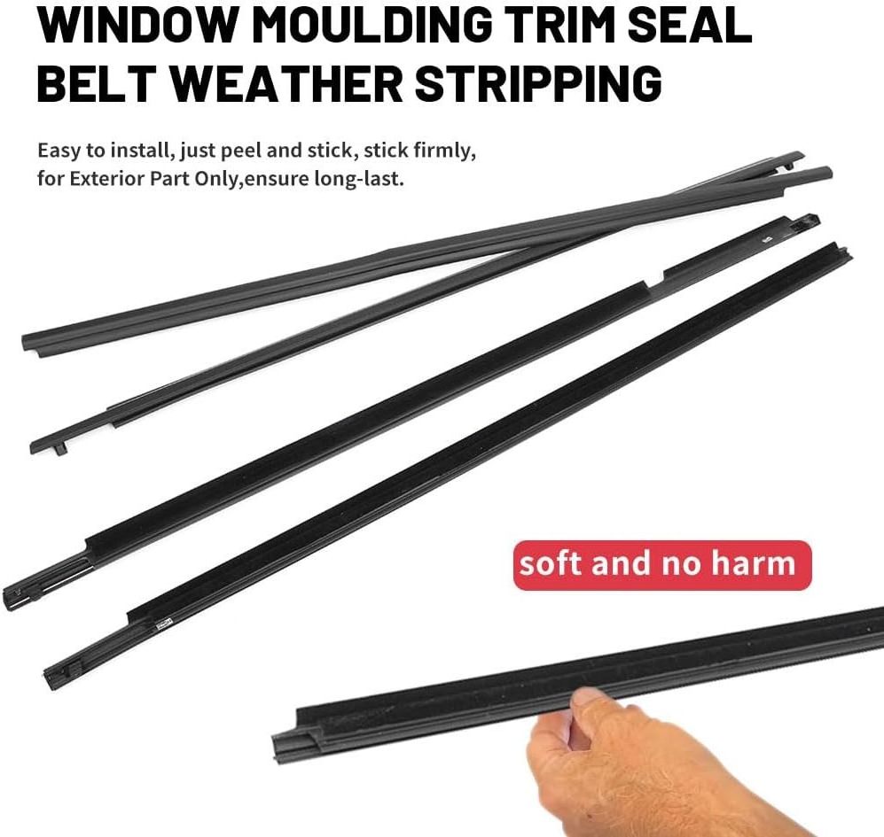 4pcs Car Weatherstrip Window Seal Car Window Moulding Trim Seal Belt Black brush seal strip for car door and window