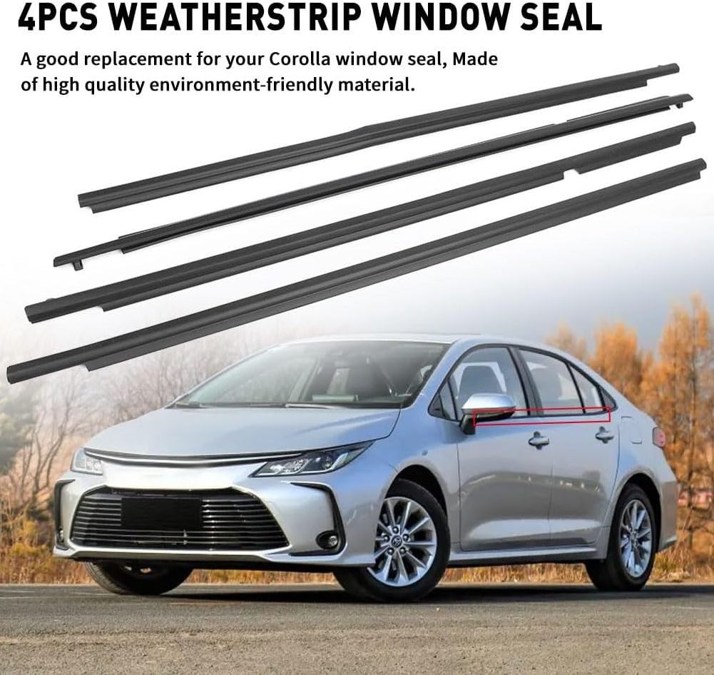 4pcs Car Weatherstrip Window Seal Car Window Moulding Trim Seal Belt Black brush seal strip for car door and window