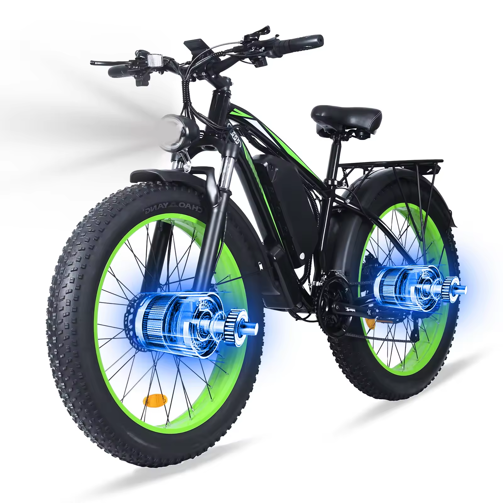 US Warehouse 2000W Dual Motor Electric Bike 22.4AH Battery Two Wheel Drive E-Bike 26